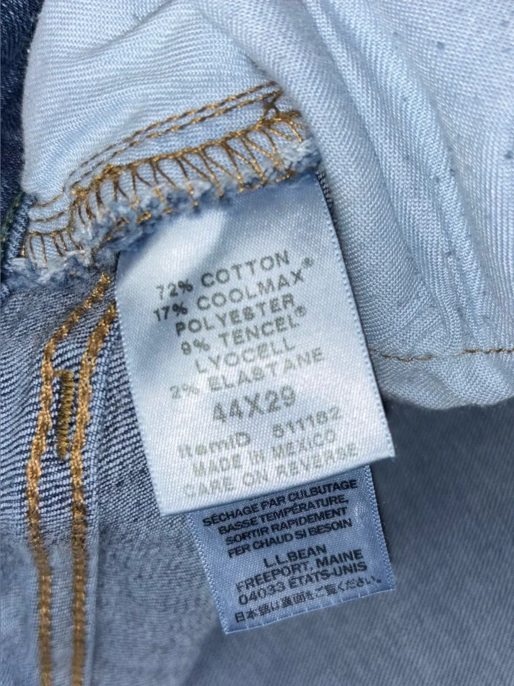 L.L. Bean Bean Flex Classic Fit Straight Jeans Size 44x29